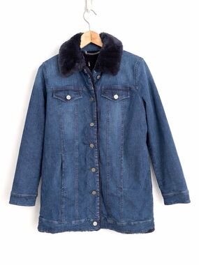 Marella Sport Max Mara Group - Y2K Faux Fur Collar Denim Jacket - Size 8